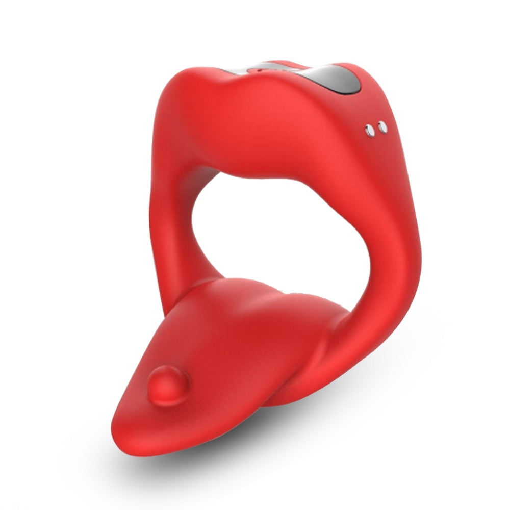 Datecapades "Ball Licker" Penis Ring with APP Remote Control in Red.