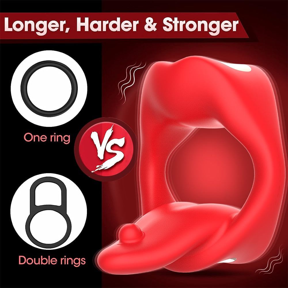 Datecapades "Ball Licker" Penis Ring with APP Remote Control in Red Makes You Longer, Harder, and Stronger.