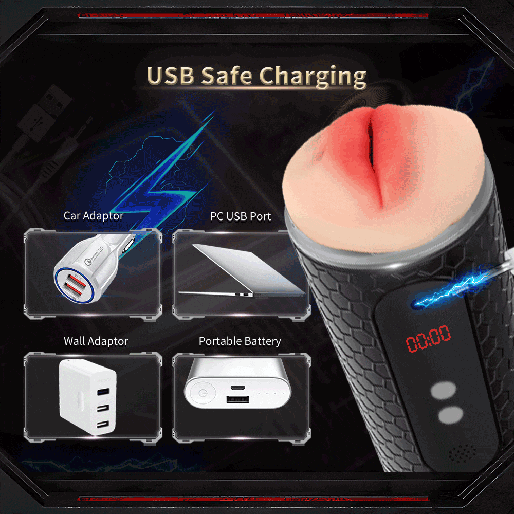 Adult Men Toy. Datecapades Automatic Male Masturbator w/ Moaning Noises has USB Charger.