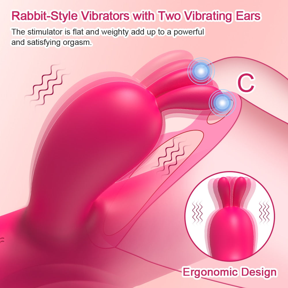 Datecapades Rabbit G-Spot Vibrator & Rotating Dildo is a Rabbit Style Vibrator with Two Vibrating Ears.