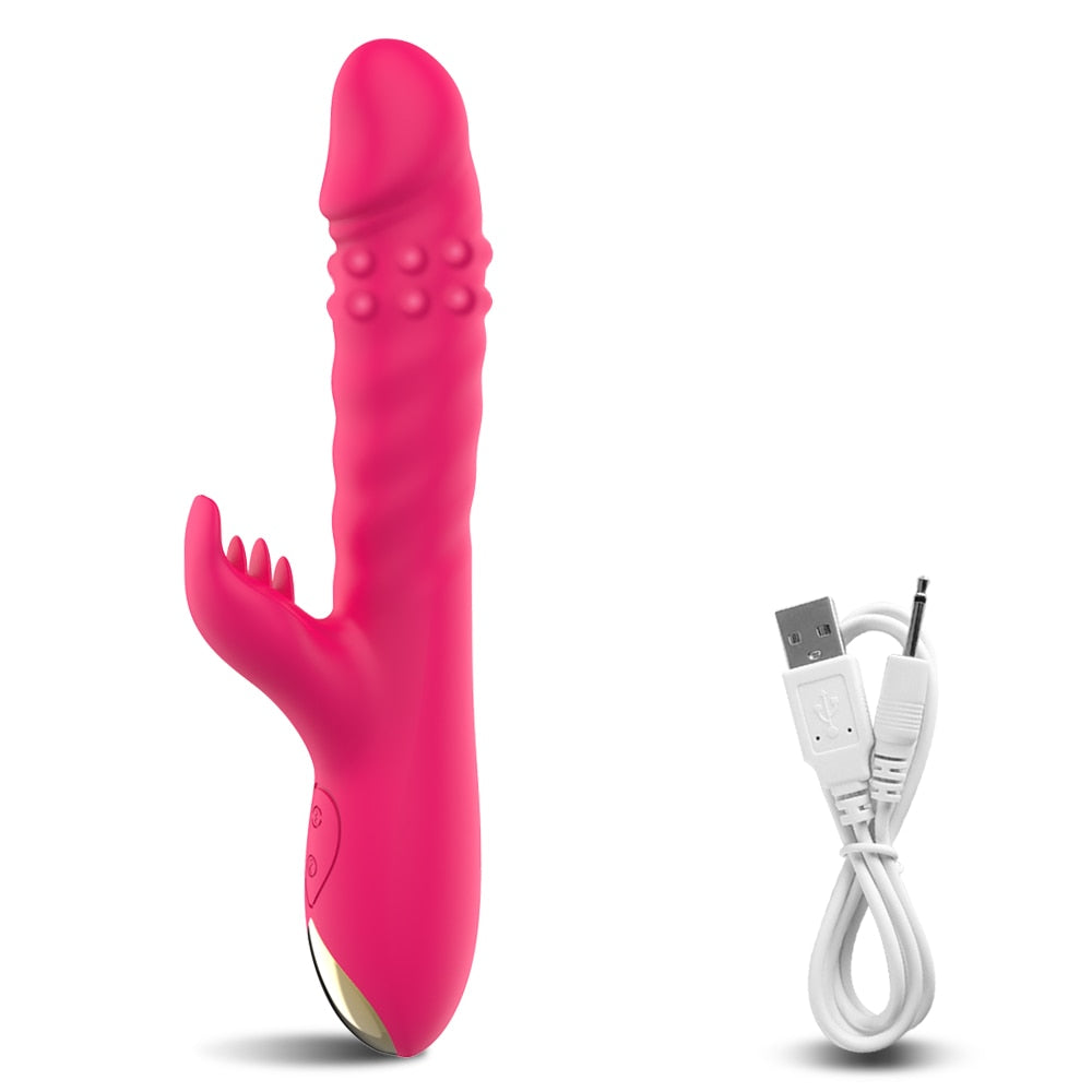 Datecapades Rabbit G-Spot Vibrator & Rotating Dildo with USB Charger.