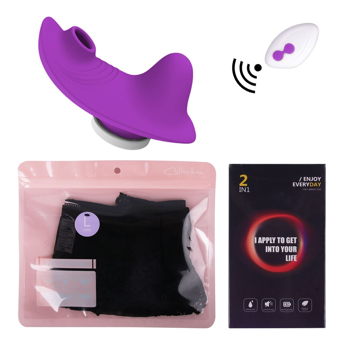 Datecapades Viral Clitoris Sucking Vibrating Panties with Remote Control in Purple.